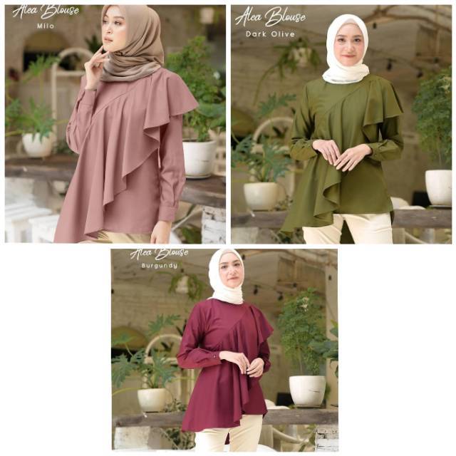 Julie top/blus wanita tangan panjang/blouse muslimah/baju hijab girl/atasan blouse pita ikat