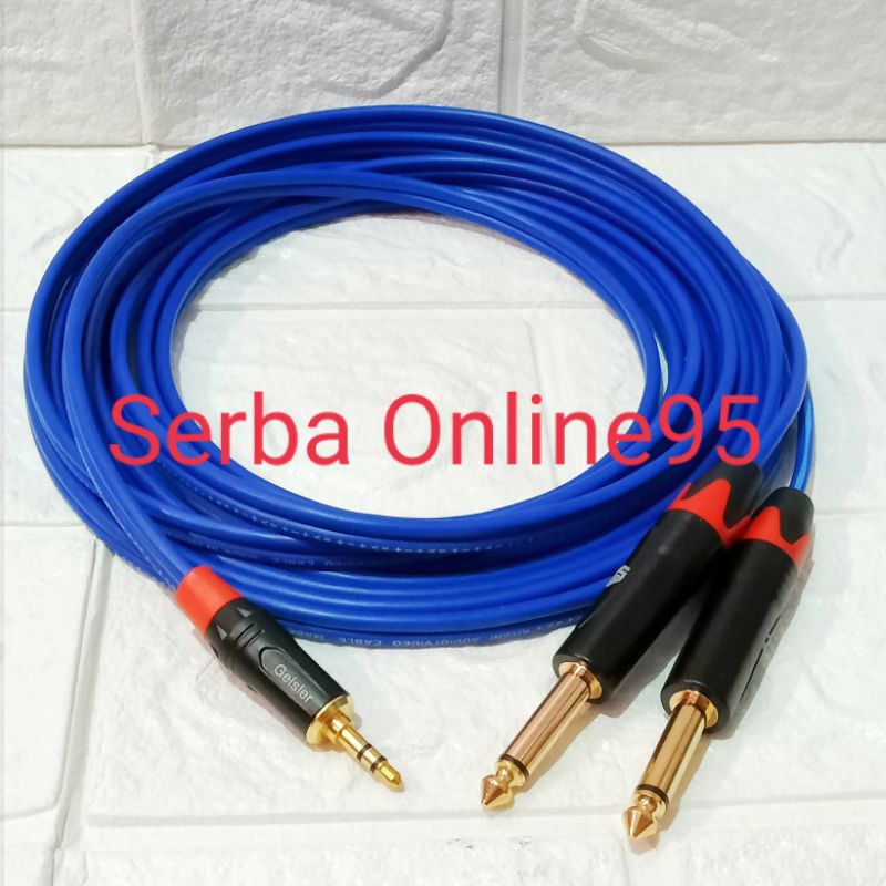 Kabel Audio hp hape ke mixer audio jack 3,5mm stereo to 2 akai mono 6,5mm