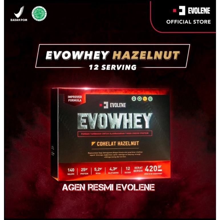 EVOLENE EVOWHEY WHEY PROTEIN 12 SACHET -COKLAT HAZELNUT