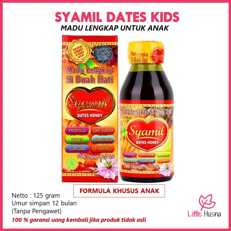 

Madu Anak Syamil Kids Dates Honey - Madu Propolis - Sari Kurma - Habbatusauda - Temulawak - Zaitun - Suplemen Lengkap Si Buah Hati isi 125ml