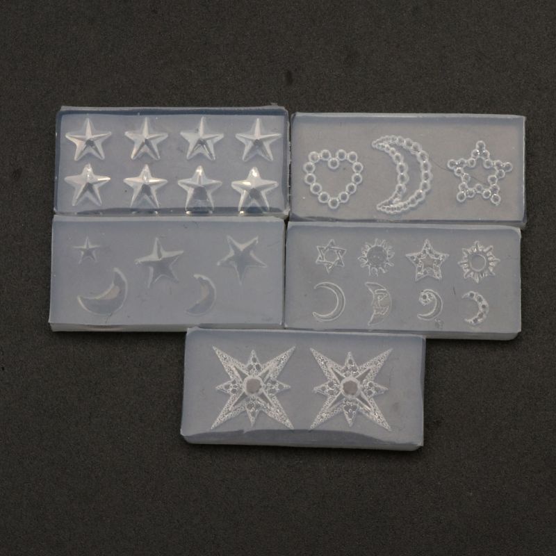 SIY  5Pcs Mini Moon Star Sun Resin Mold Astral Planet Theme Jewelry Fillings Resin Silicone Mold Jewelry Tools Nail Art Craft