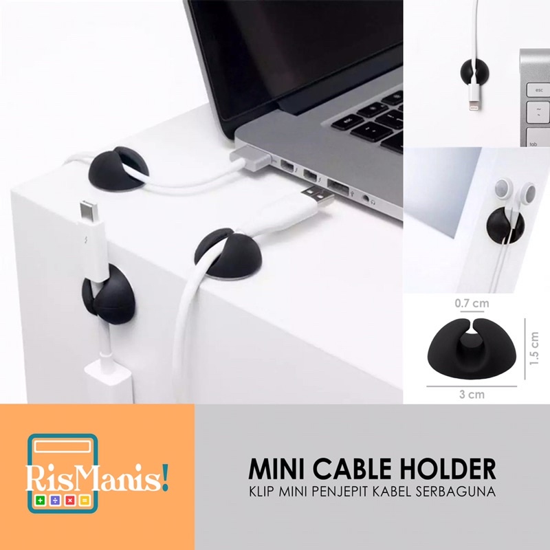 MINI CABLE HOLDER - Klip Penjepit Penahan Pengikat Pengait Kabel Power Bank USB Charger HP Ponsel