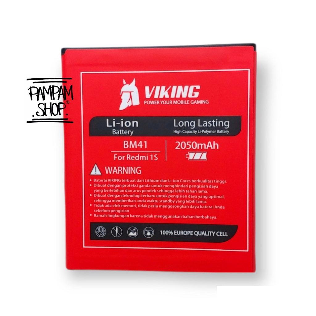 Baterai VIKING Double Power Original XiaoMi Redmi 1 1S BM41 Batre Batrai Battery Ori Dual BM 41