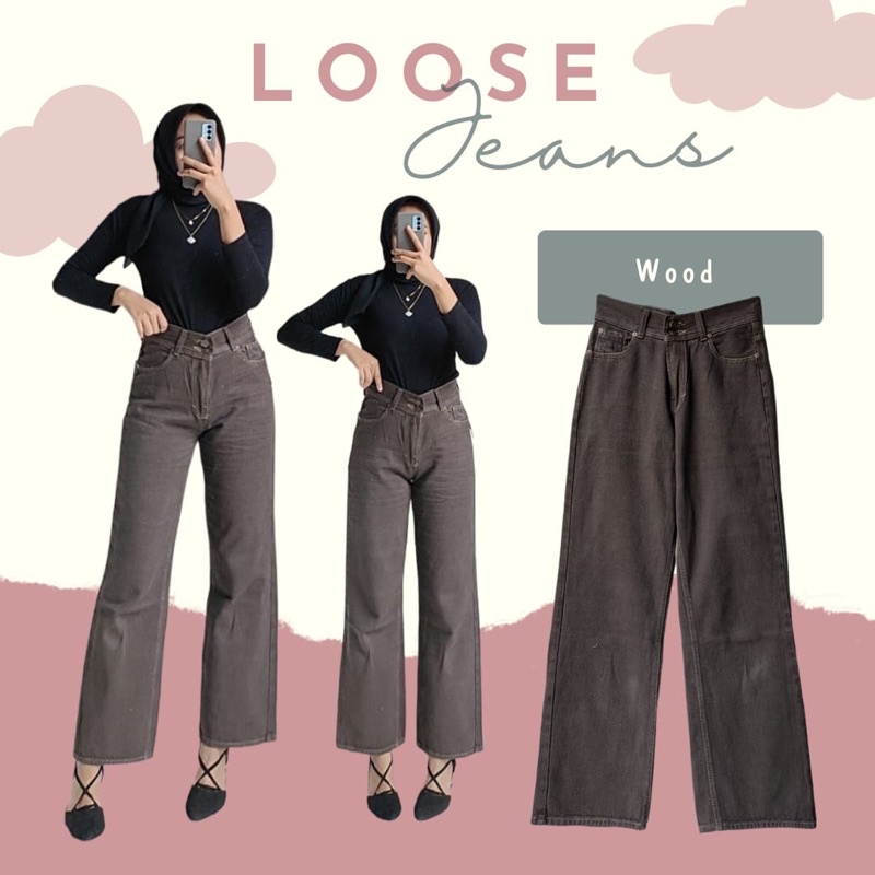 HIGHWAIST LOOSE JEANS TEBAL // CELANA JEANS PANJANG