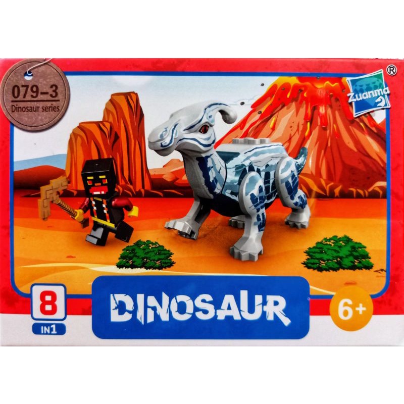 mainan anak lego mine craft world minicraft SATU PAKET ISI 3 KARAKTER FIGURE LQS 62101 mini craft minifigure block mini figure bricks dunia kotak square marvel naruto ninjago justice league avengers robot rangers dinosaurus tentara army soldier-Minecraft Dino 079-3