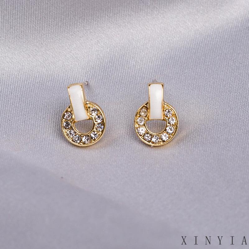 Anting Stud Zircon Bentuk Geometris Untuk Wanita