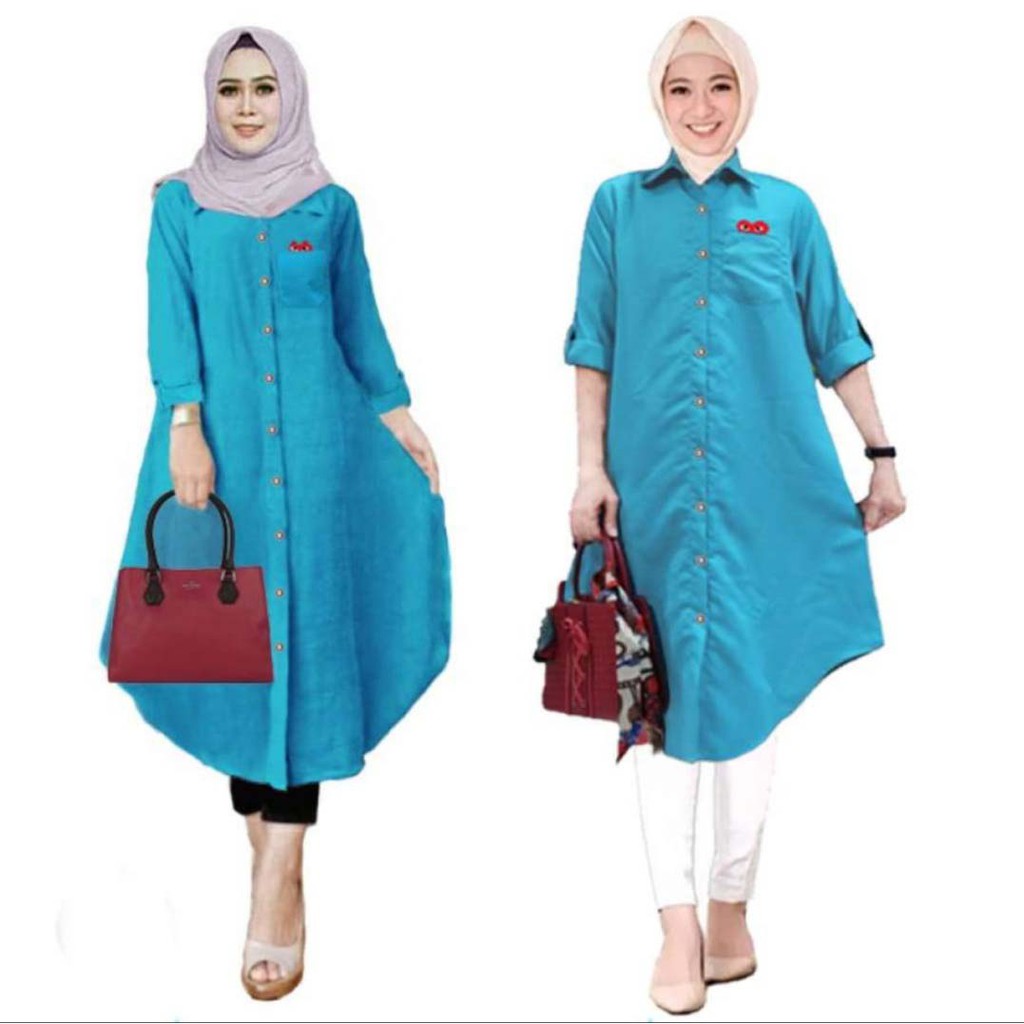 LVB Baju Atasan Tunik Wanita LONG TUNIC POCKET PLY / Tunik Panjang uk. L - XL - XXL / 17656 17659