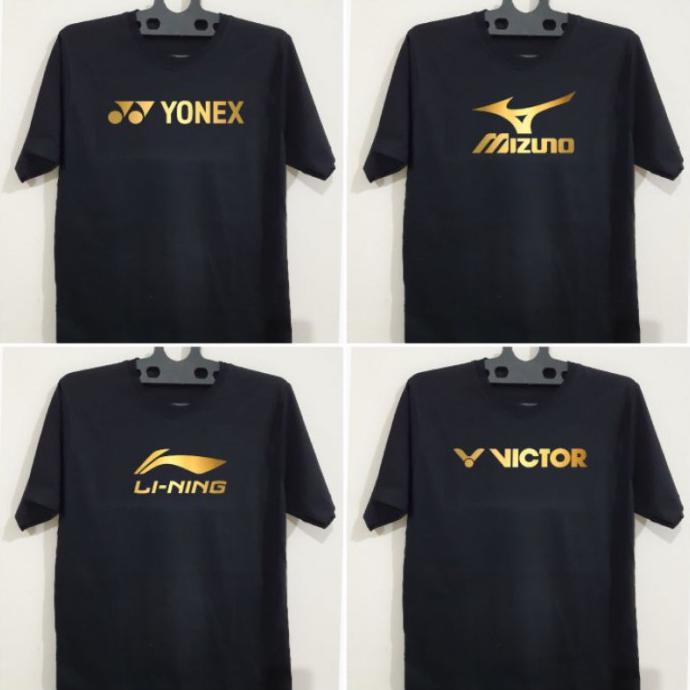 KAOS BAJU COMBED 3 DISTRO EMAS YONEX LINING MIZUNO VICTOR POLOS CUSTOM AWAS PALSU