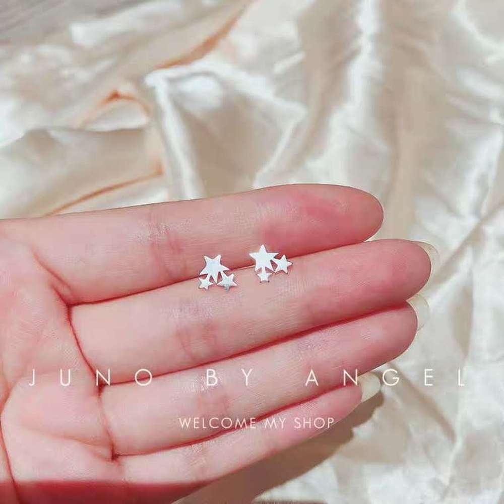 925 Silver Earrings Female Sweet Star Moon Earrings Temperament Korean Simple Personality Creative Earring