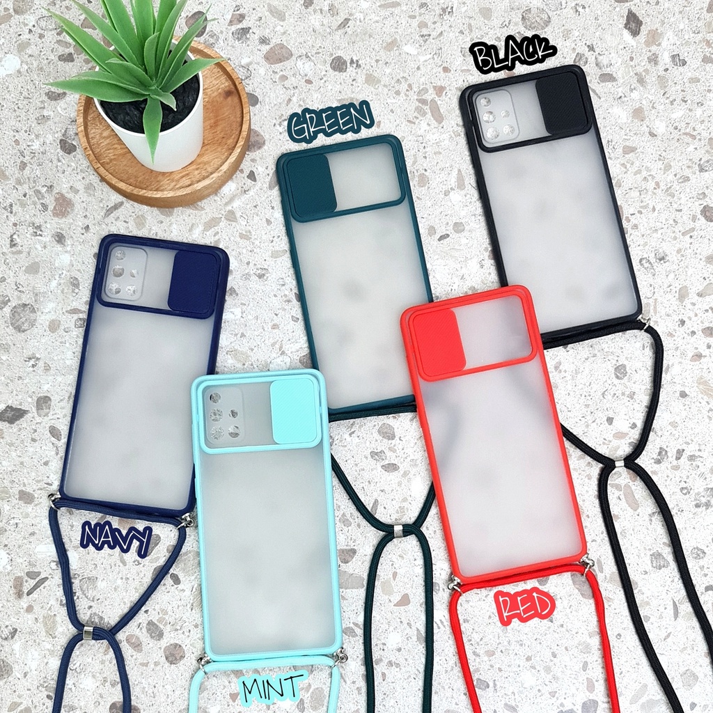 OPPO A1K A31 2020 A8 A5 2020 A9 2020 RENO 2F 2Z RENO 3 A91 RENO 4 PRO  - Soft Hard Case slide camera protector sling tali gantungan lanyard