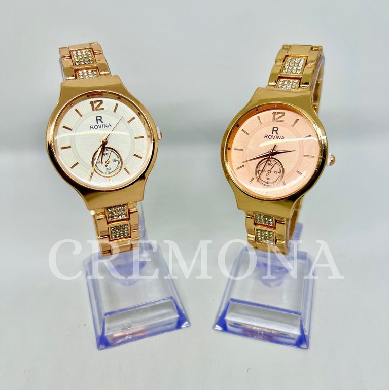 CREMONA Jam Tangan Cewek Analog Import Fashion Murah Model Permata Stainless Steel Chrono