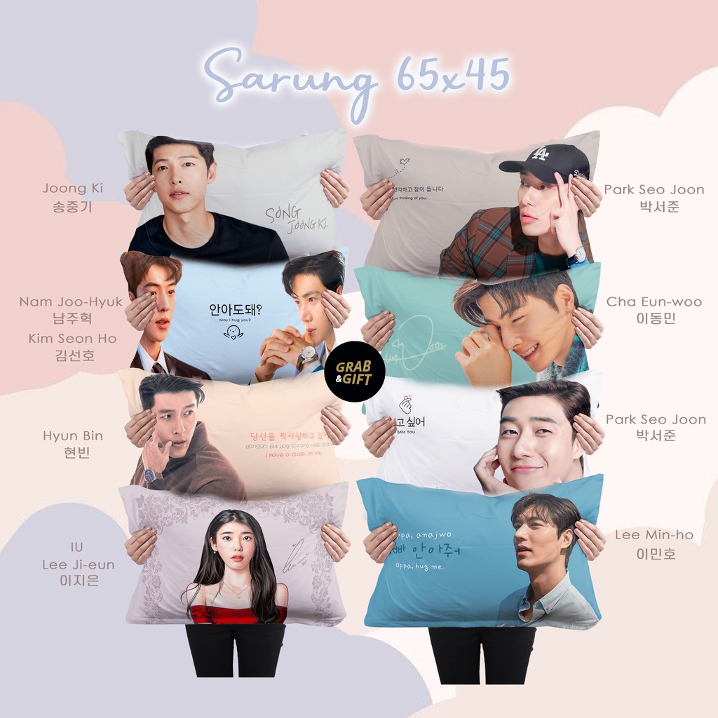 SARUNG Bantal Korea 65x45 cm BTS BUTTER/NCT Dream/EXO/Cha Eun Woo/IU/Joong Ki/Hyun Bin/Park Seo Joon Grabandgift