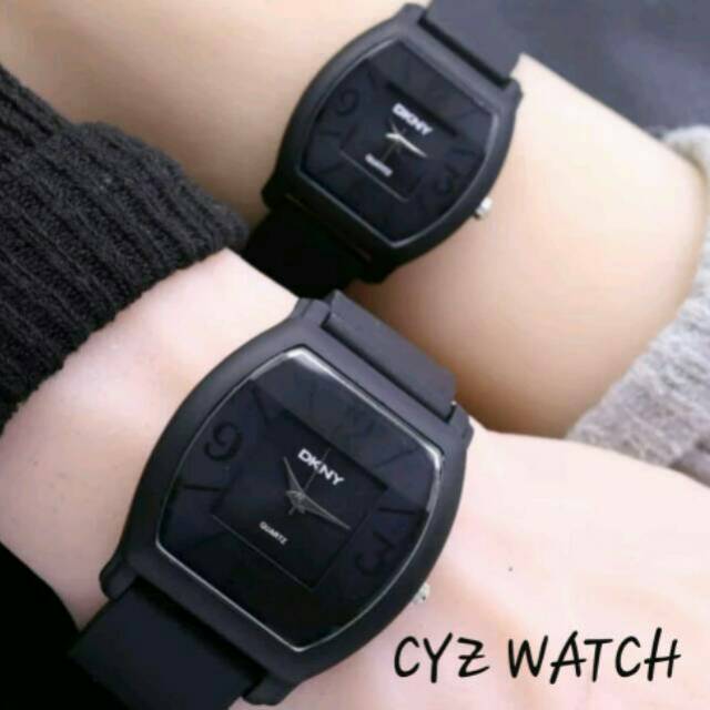 Jam Tangan Couple Elegan Exclusive DKNY ITALY RUBBER Premium Watch Black