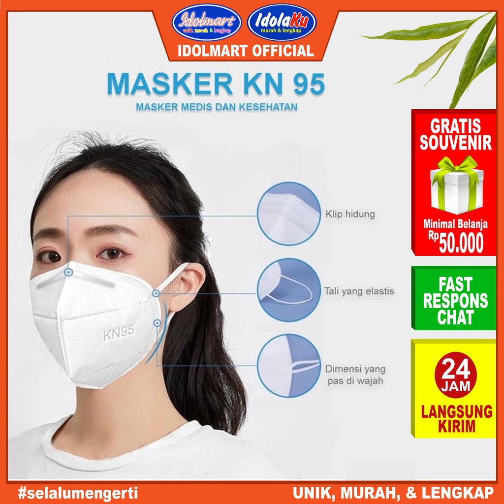 IDOLMART Masker KN95 full Care / Masker disposable / Masker anti Virus / 1 box isi 10 Surabaya