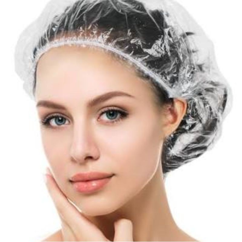 100 pcs shower cap penutup kepala cat rambut gojek salon spa showercaps restoran hotel hair net head mob nurse cap