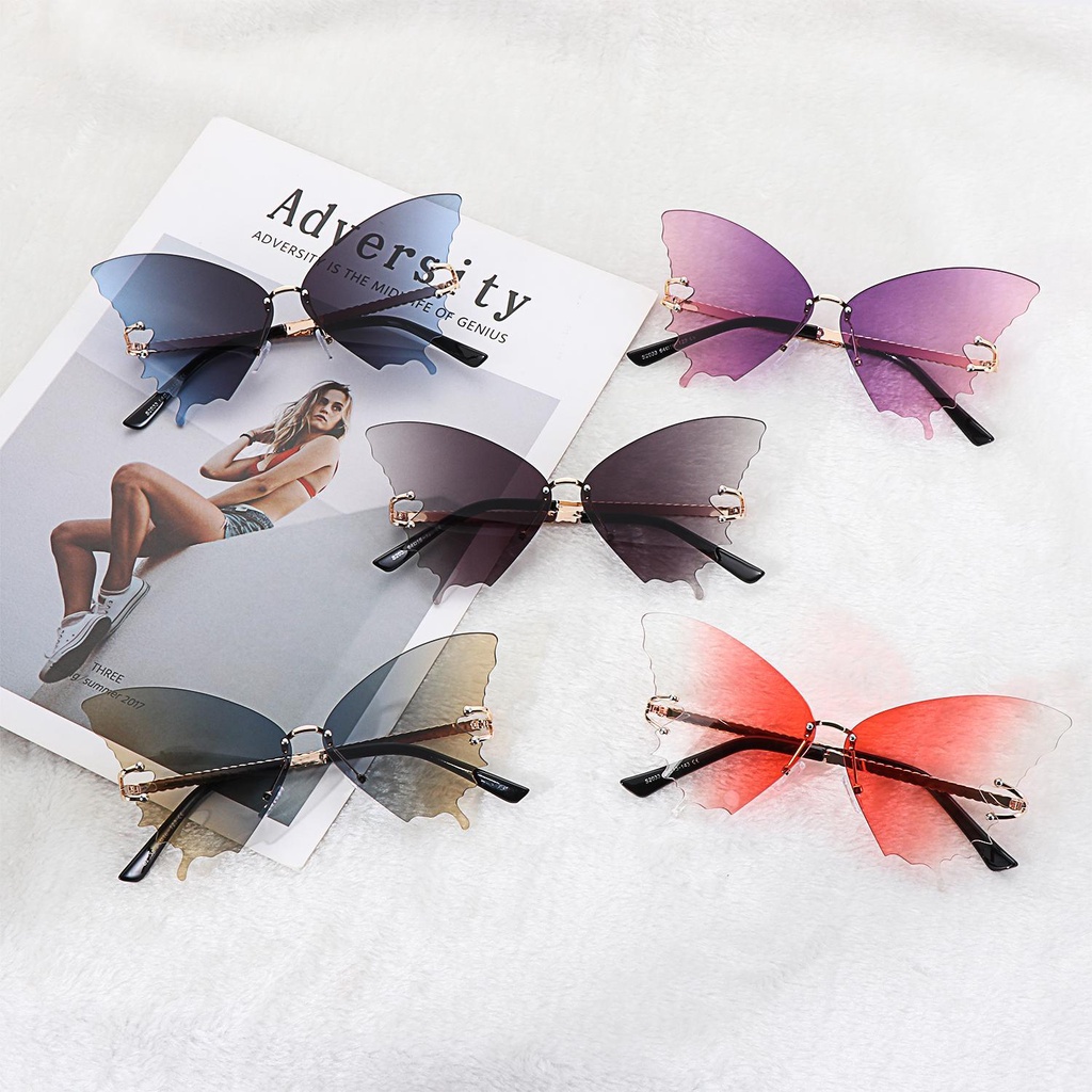 R-flower Butterfly Sunglasses Dekorasi Natal Fashion Logam Retro Kacamata Matahari