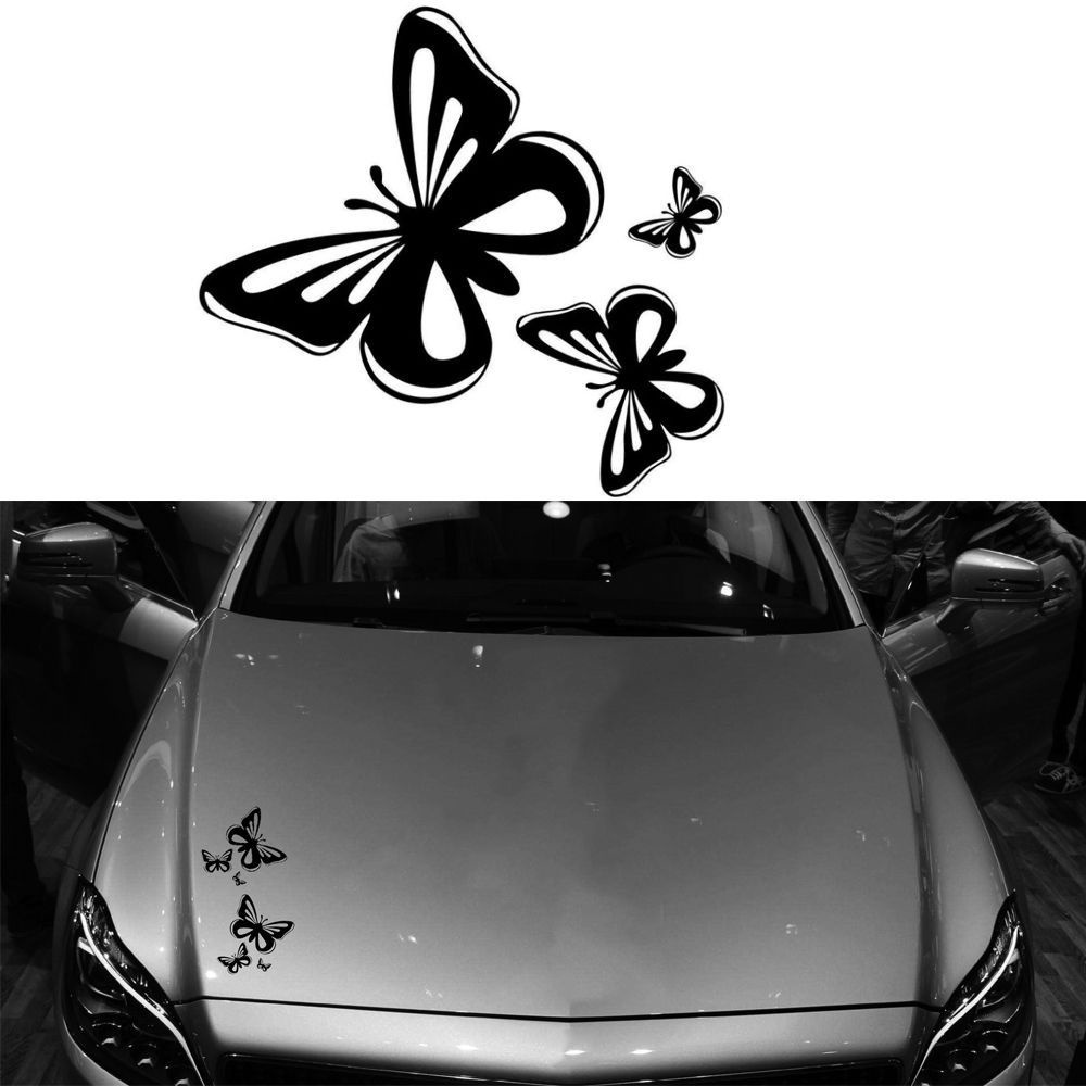 SUYOU Auto Body Beautiful Butterflies 15.2*17CM Vinyl Car Stickers Window Accessories Black/White Styling Decal/Multicolor