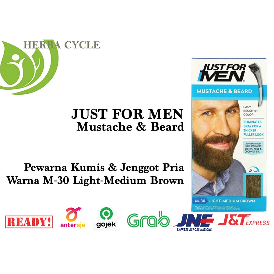 Just for Men Mustache Beard M 30 Light Medium Brown Pewarna Kumis Pria