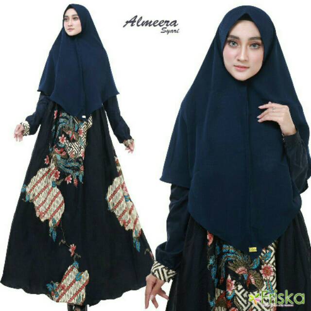 Gamis Batik Set Khimar Syari Dress Katun Premium ALMEERA Baju Pesta Walimah Busui Hamil Friska Hijab