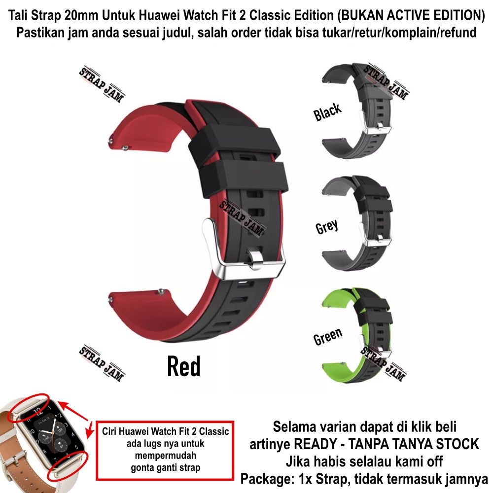 Strap Huawei Watch Fit 2 Classic - Tali Jam 20mm Rubber List Edge Color