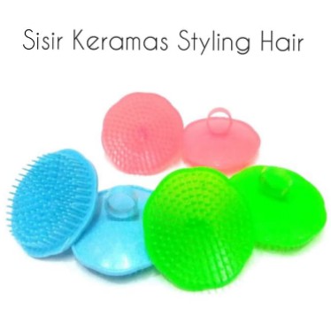 Sisir Keramas bulat Pijat Kepala Anti Ketombe Silicon Ring