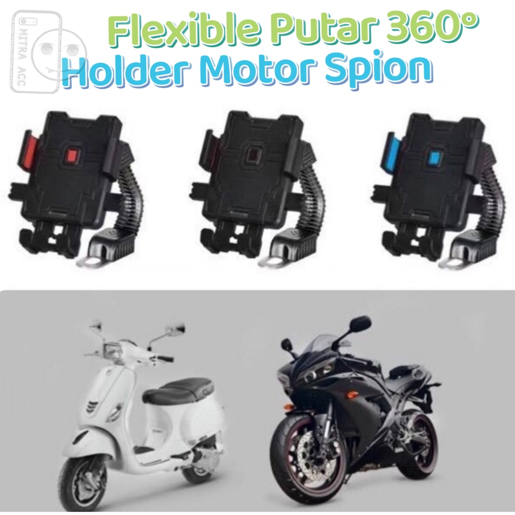 Holder HP Motor Spion Putar 360 Degree Rotation Bracket Holder Motor GPS Phone Stand