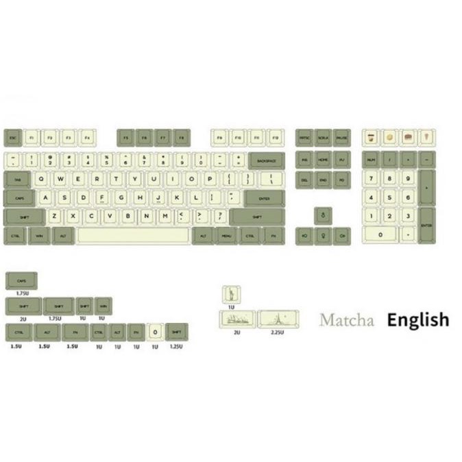 PBT Keycaps 122 Keys Matcha Green XDA Profile JPN/ENG Non Backlit