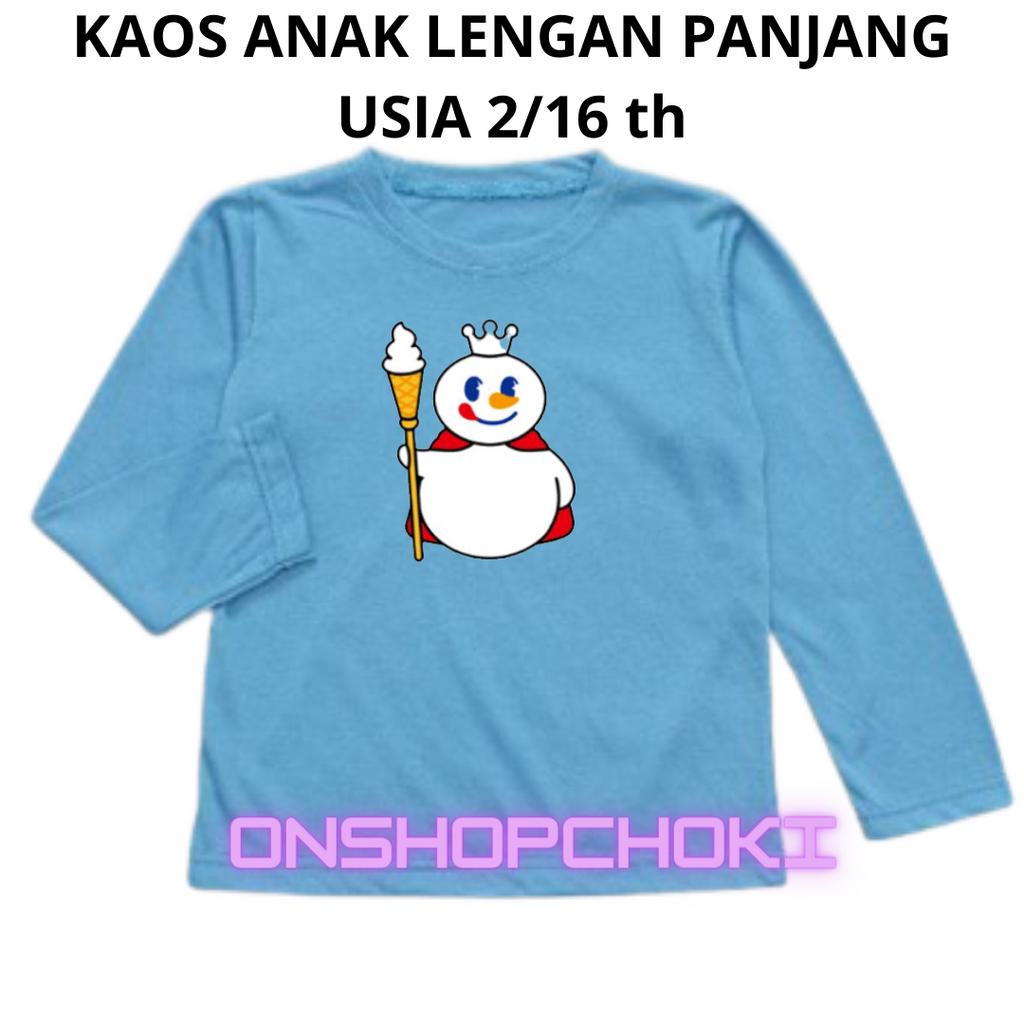 Kaos Anak Lengan Panjang Gambar MIXUE Unisex Cowok Cewek Usia 2-16th Kaos oblong anak lengan panjang