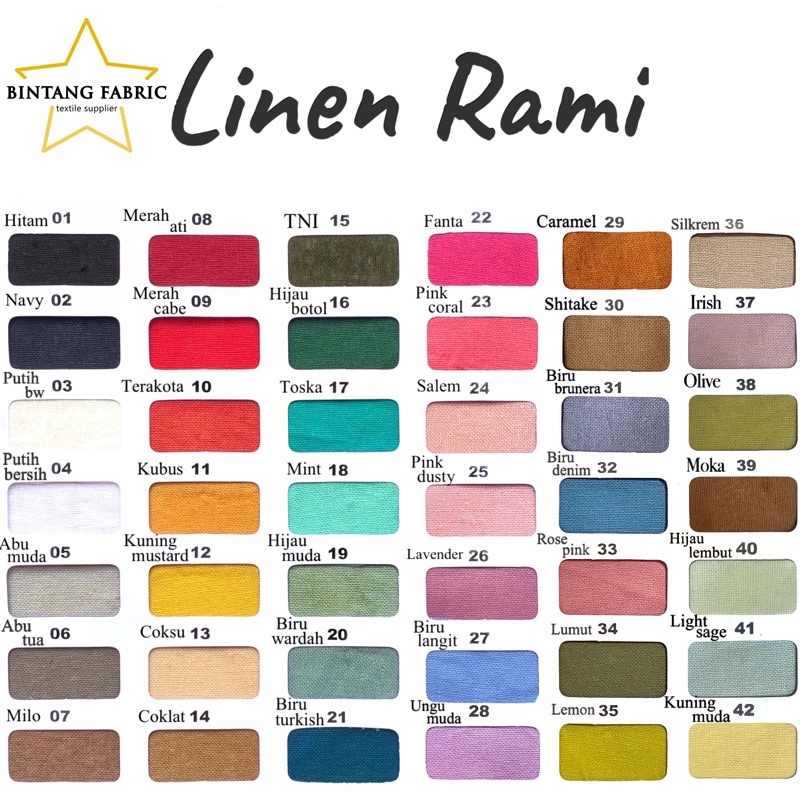 Bahan Bintang Fabric Kain Katun Linen Rami 1 Meter