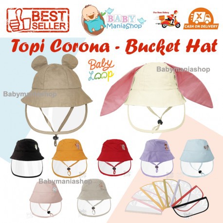 BABY LOOP Bucket Hat Topi Corona Shield Bisa Dilepas BABYLOOP Pelinfung Wajah Bayi Anak Dewasa