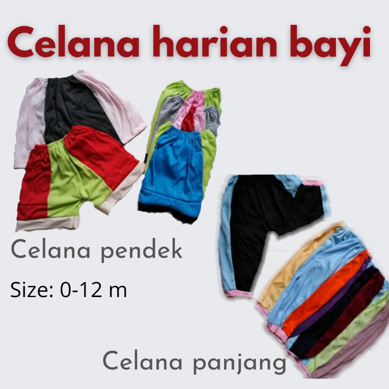 Celana Ompol Bayi Pendek Dan Panjang Untuk 0-3 Tahun PELANGI Bahan Katun Kaos