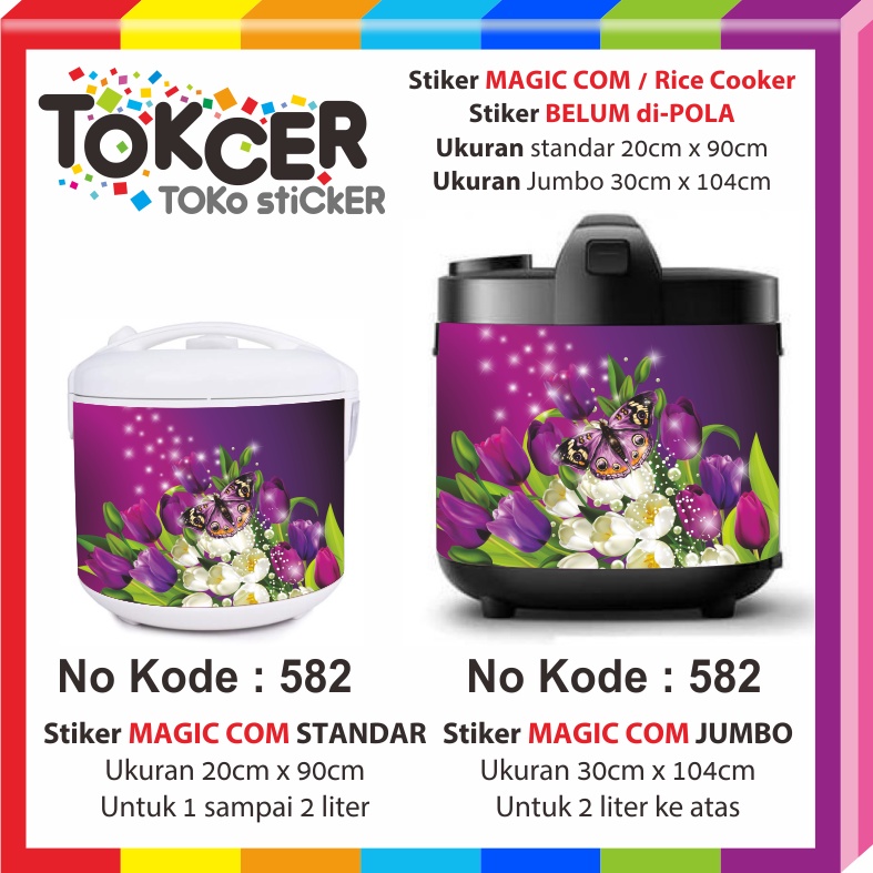 STIKER Magic Com / Rice Cooker Motif Kupu-kupu Warna