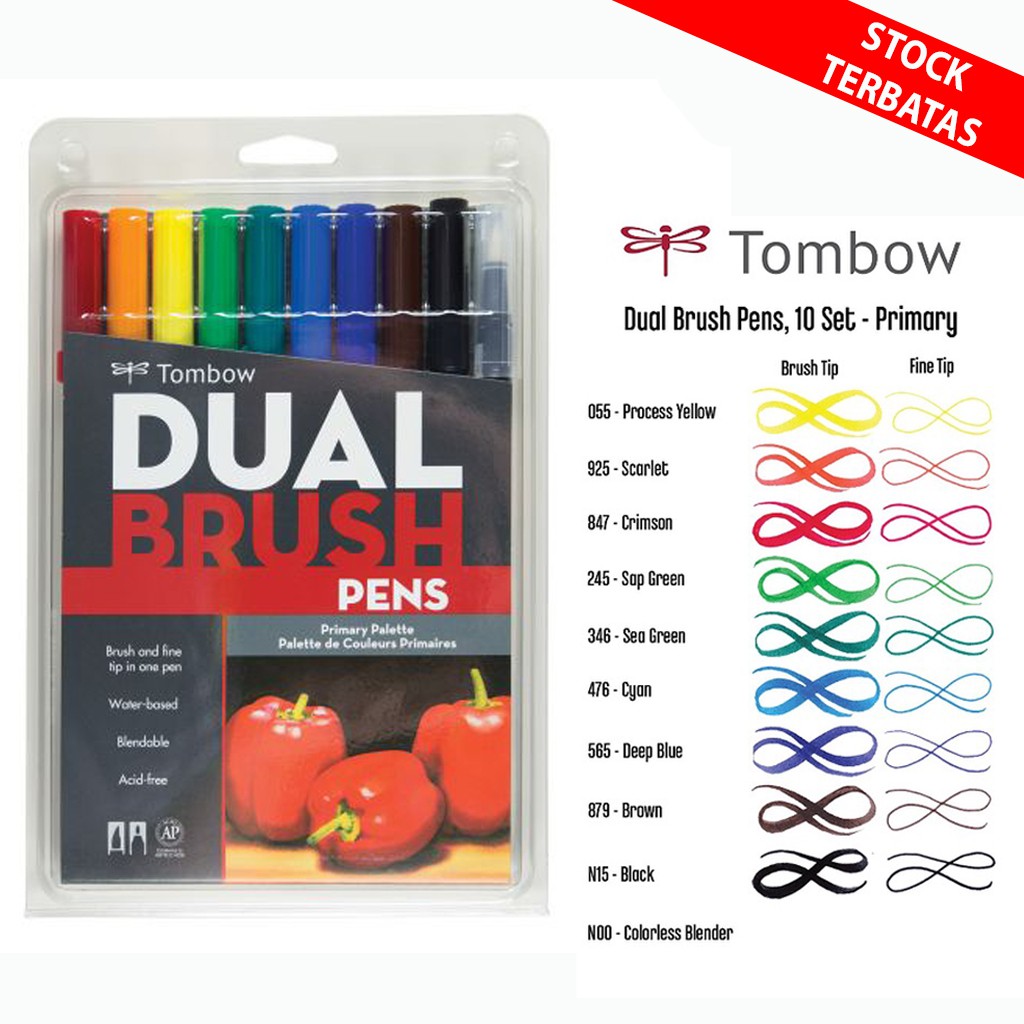

NEW ! Tombow Dual Brush Pen Primary Pallete Set 10 CLR