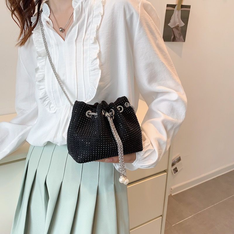 DDB4031 Tas Selempang Wanita Tas Serut Fashion Import Blink Tali Rantai Sling Bag Ready Jakarta Bisa COD