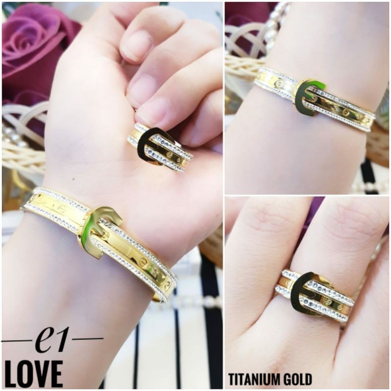 Set Titanium Gelang dan Cincin