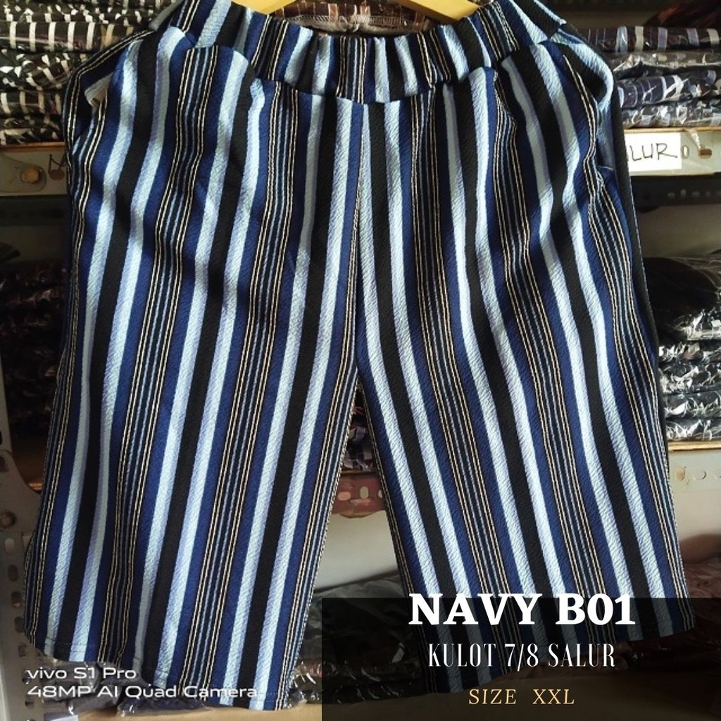 Kulot pendek 7/8 khusus jumbo xxxl BB 100 kg-NAVY B01