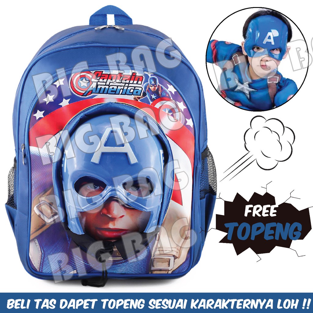 PTS - Tas Anak Cowo / Laki Laki - HULK - CAPTAIN AMERICA - SPIDERMAN - BATMAN - THE MASK - COOL BACKPACK + TOPENG