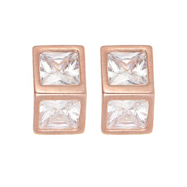 LRC Anting Tusuk Fashion Color Square Shape Diamond Decorated