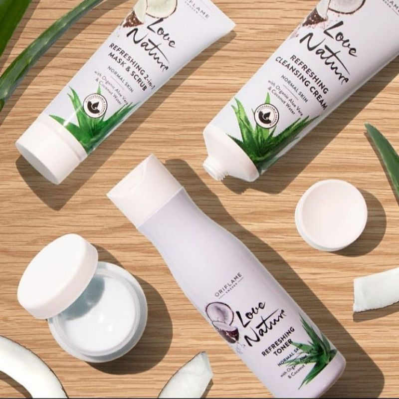 Love Nature Toner/Cleansing Cream/Mask&amp;Scrub/Face Cream With Organic Aloe Vera&amp;Coconut  Water