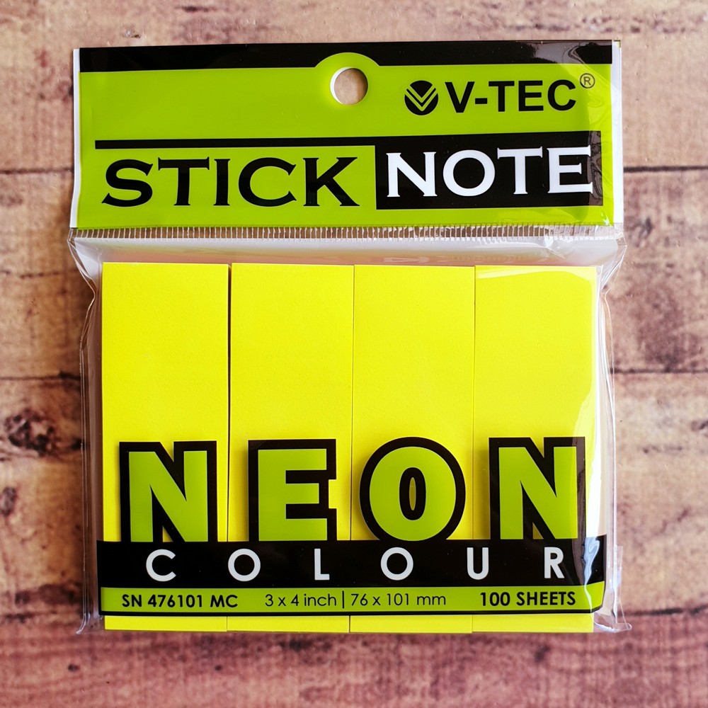 Sticky Note Neon Vtec SN 476101 MC 3x4inch - Book Marked Neon Colour - Kertas Tempelan