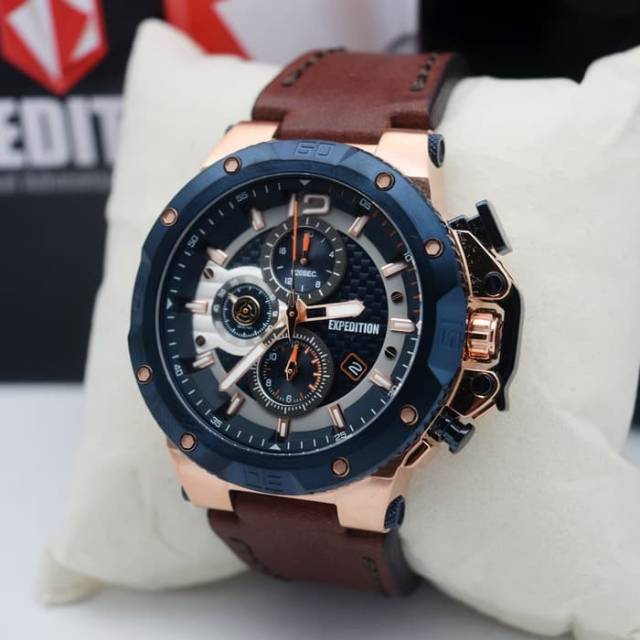 jam tangan expedition e6751 blue rosegold 6751
