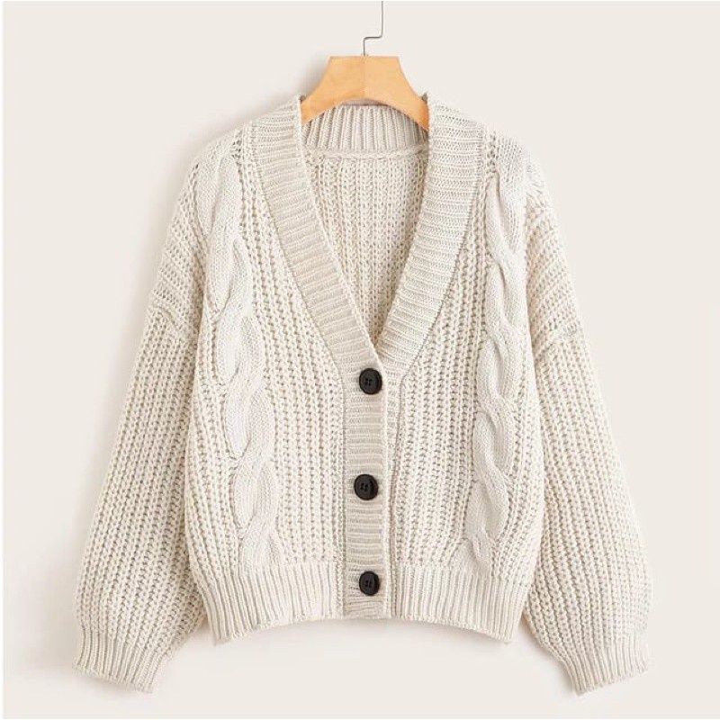 Cardigan Kepang Cable Crop