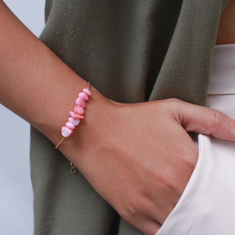 Rose Quartz Gemstone Bracelet | Gelang Batu Rantai