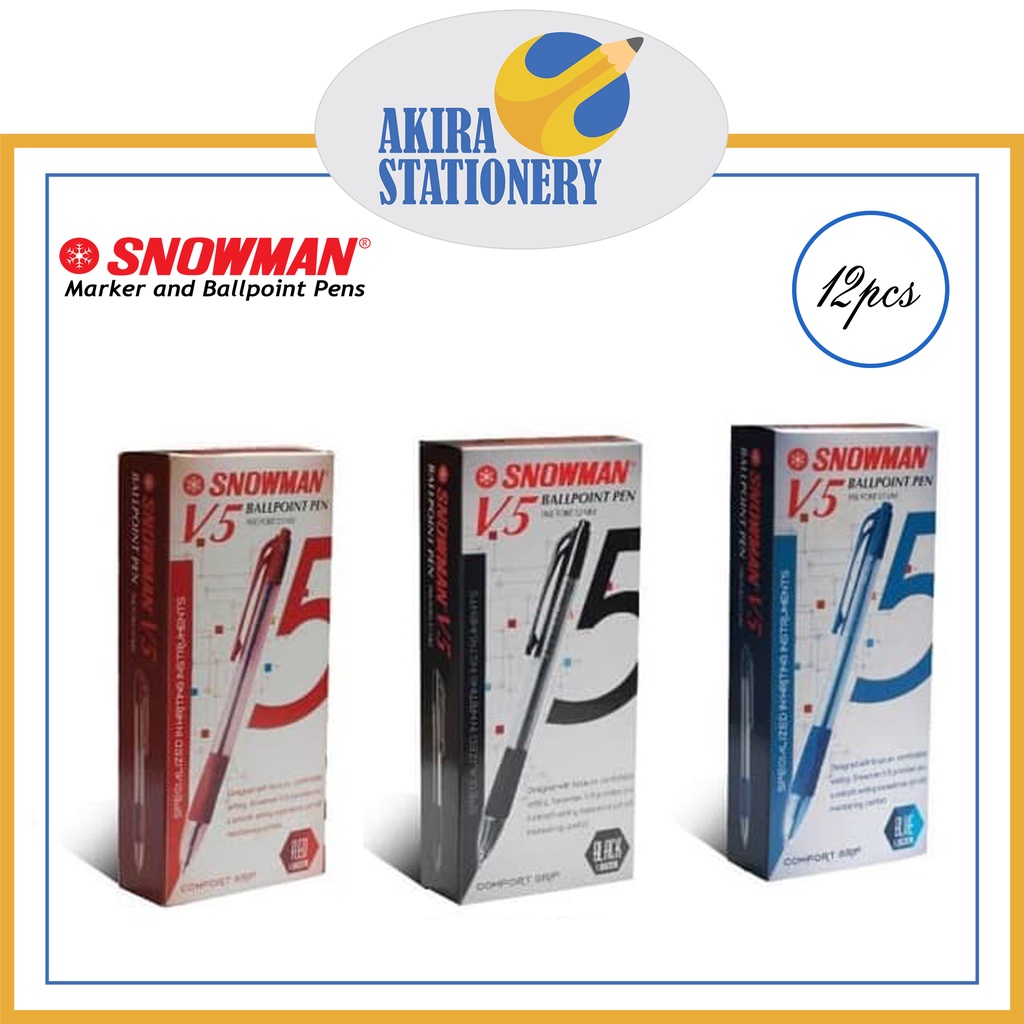 

ATK9 Pulpen SNOWMAN V5 Warna Hitam - Biru - Merah 0.7 mm / Retractable Pen V-5 Black - Blue - Red