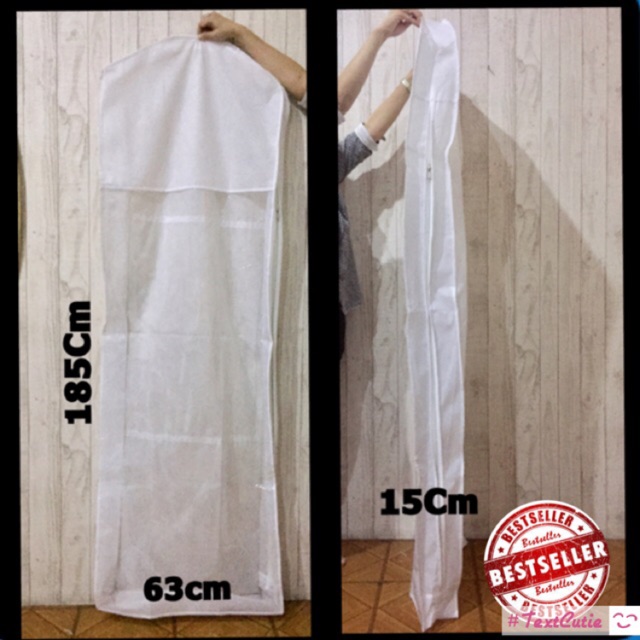 Cover gaun baju pesta / cover baju wedding / cover gantungan gaun/ pelindung gaun 185Cm