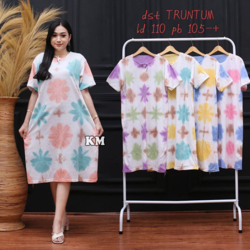 Daster Kaos Tie Dye Leher Tali Baju Tidur Wanita Lengan Pendek Terbaru Kekinian Murah