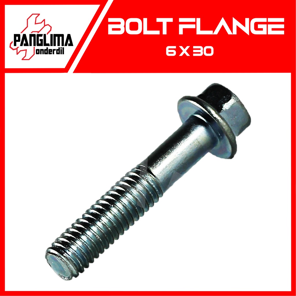 Baut Bolt Flange M6x30-6x30-M 6 x 30-M6 K8-Kunci 8 Baud Topi