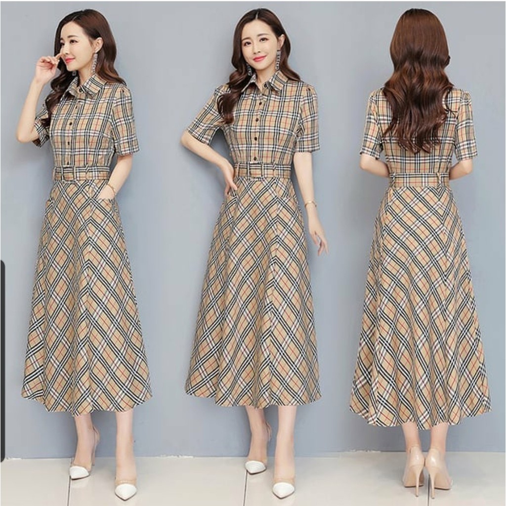 *[MCFK] Dress Kotak Korea / Dress Sahara / Dress Wanita Kotak / Dress Casual Wanita / Dres