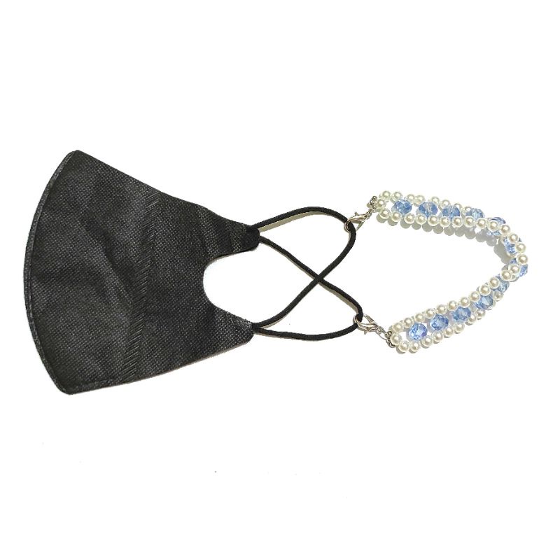 Konektor Masker Hijab Mask Connector Laura Crystal Diamond Pearl Series Glamour Luxury Strap Anyam Kristal Mutiara Korea