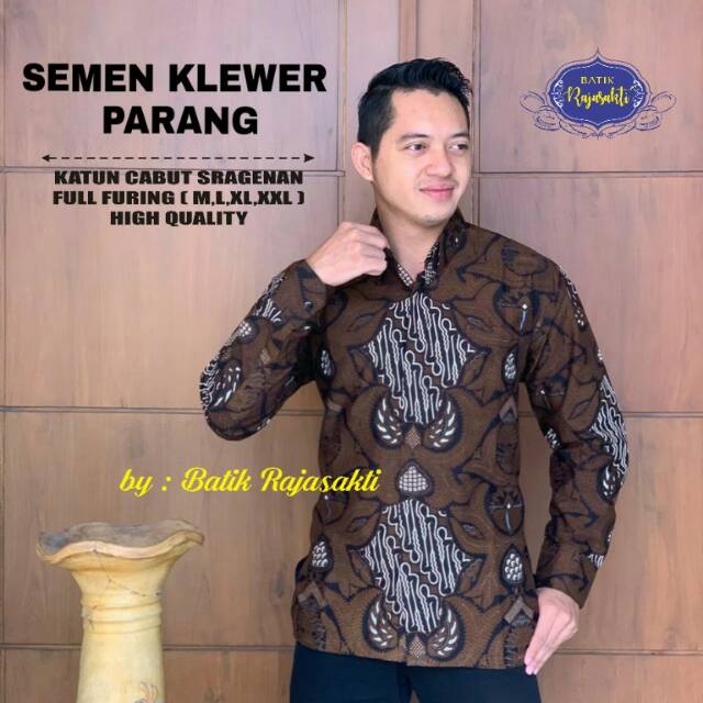 TOP SELLER KEMEJA BATIK PRIA LENGAN PANJANG SEMEN KLEWER PARANG ORI BATIK RAJASAKTI FASHION PRIA